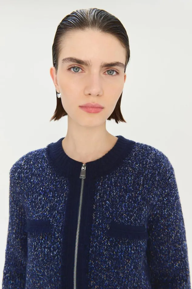 Women Knitwear Jonathan Simkhai Harris Cardigan Blue Multi Zipped Cardigan Women Knitwear Jonathan Simkhai Harris Cardigan Blue Multi Zipped Cardigan