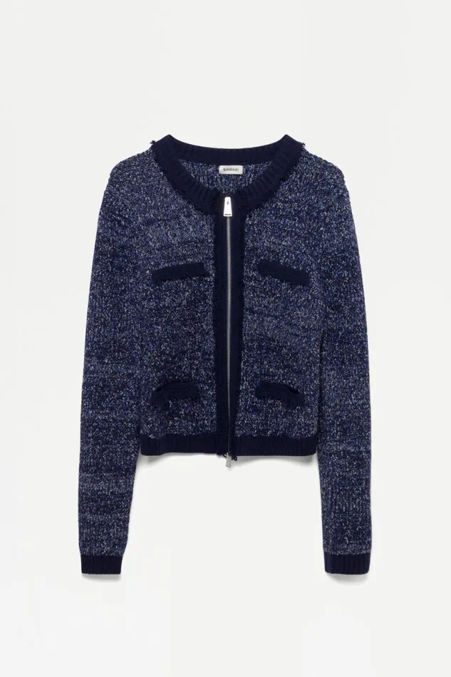 Women Knitwear Jonathan Simkhai Harris Cardigan Blue Multi Zipped Cardigan Women Knitwear Jonathan Simkhai Harris Cardigan Blue Multi Zipped Cardigan