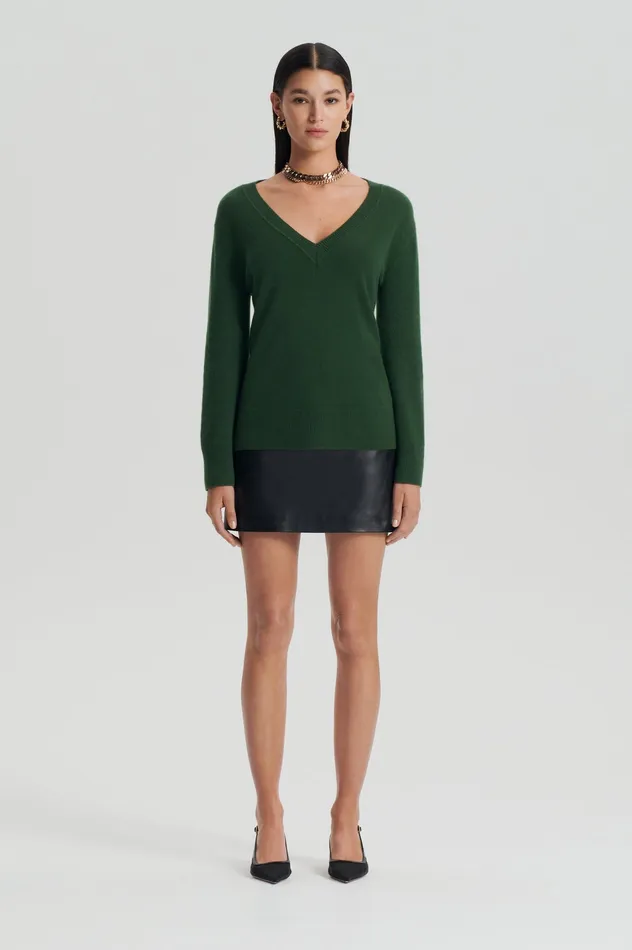 Women Knitwear Scanlan Theodore CASHMERE V CYPRESS