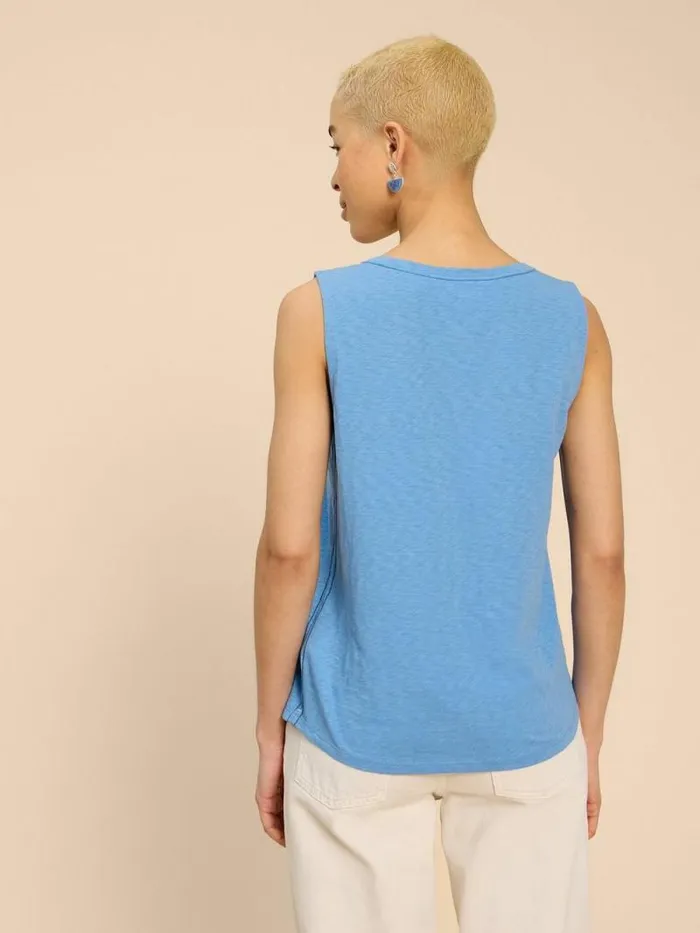 Women LAILA COTTON VEST Mid Blue White Stuff Tops and Tees Women LAILA COTTON VEST Mid Blue White Stuff Tops and Tees
