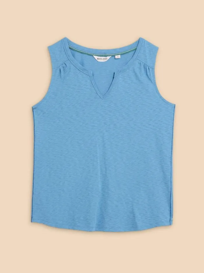 Women LAILA COTTON VEST Mid Blue White Stuff Tops and Tees Women LAILA COTTON VEST Mid Blue White Stuff Tops and Tees