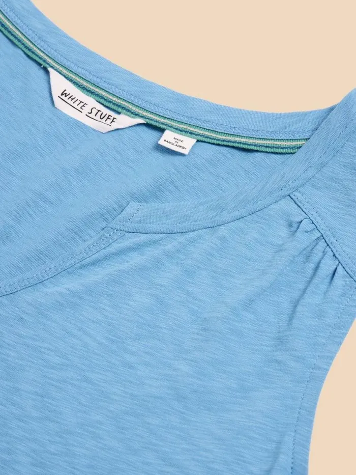 Women LAILA COTTON VEST Mid Blue White Stuff Tops and Tees Women LAILA COTTON VEST Mid Blue White Stuff Tops and Tees