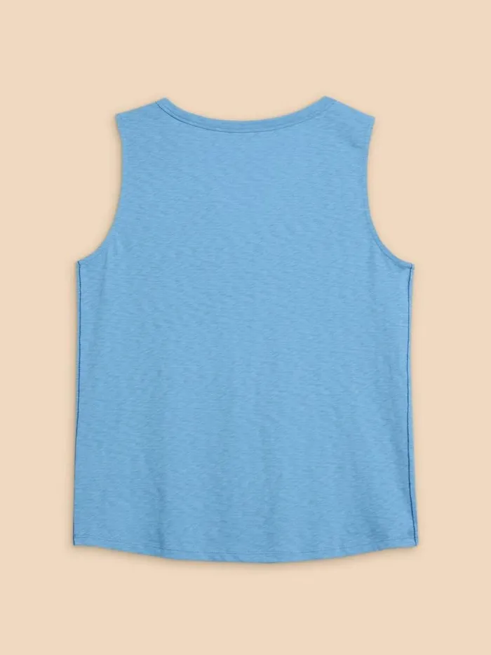 Women LAILA COTTON VEST Mid Blue White Stuff Tops and Tees Women LAILA COTTON VEST Mid Blue White Stuff Tops and Tees