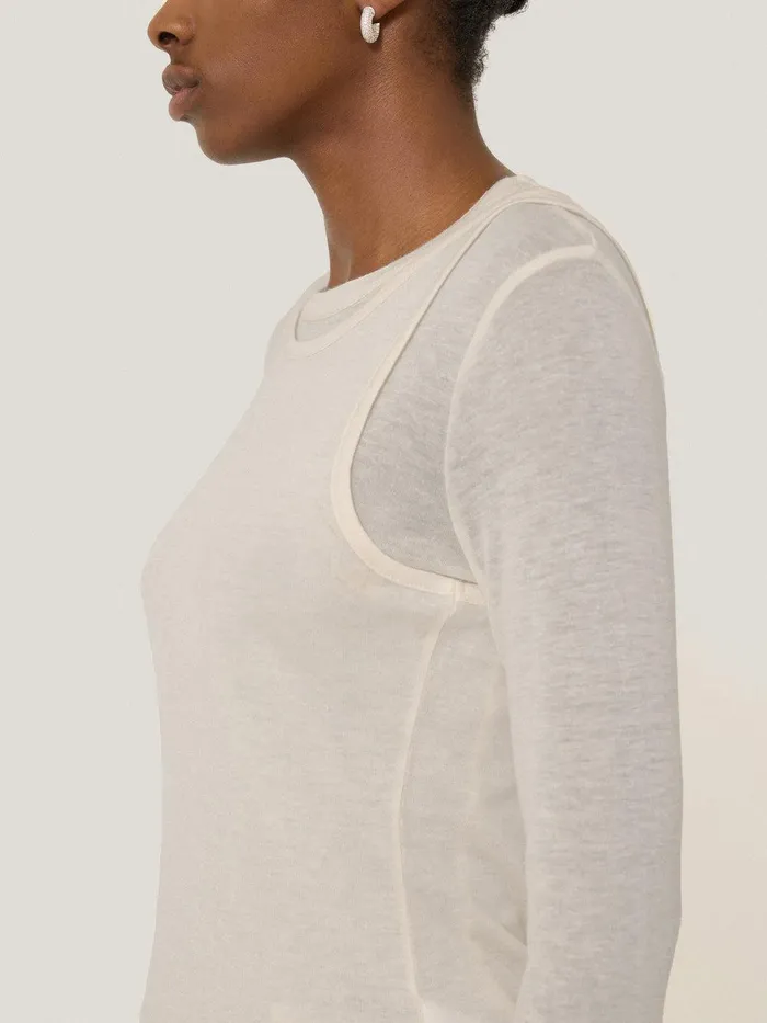 Women Layered 2in1 Top Cream Jigsaw Shirts and Tops