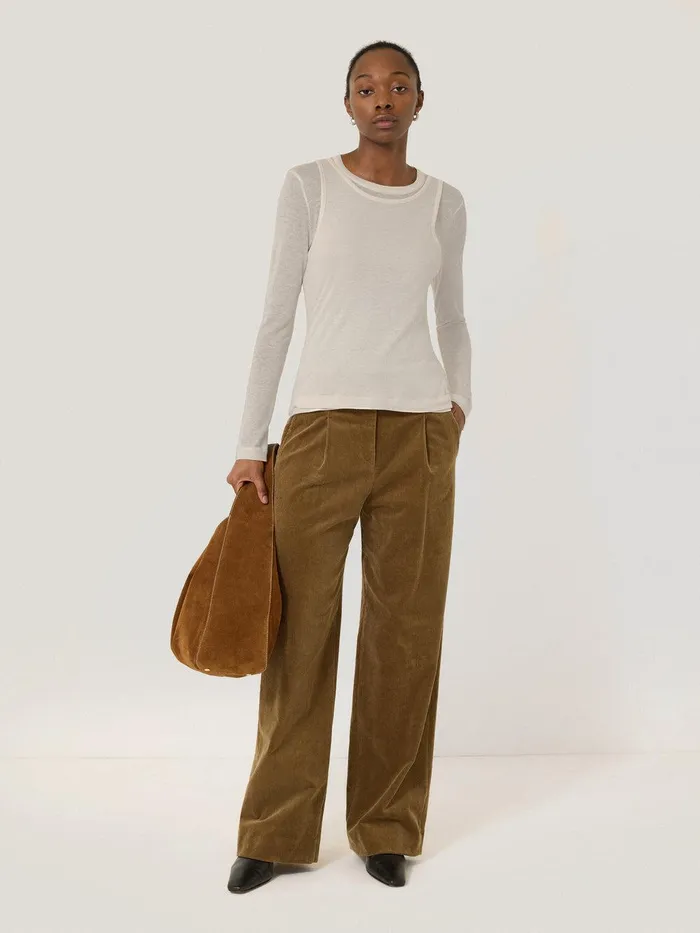 Women Layered 2in1 Top Cream Jigsaw Shirts and Tops