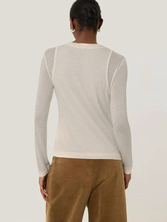 Women Layered 2in1 Top Cream Jigsaw Shirts and Tops