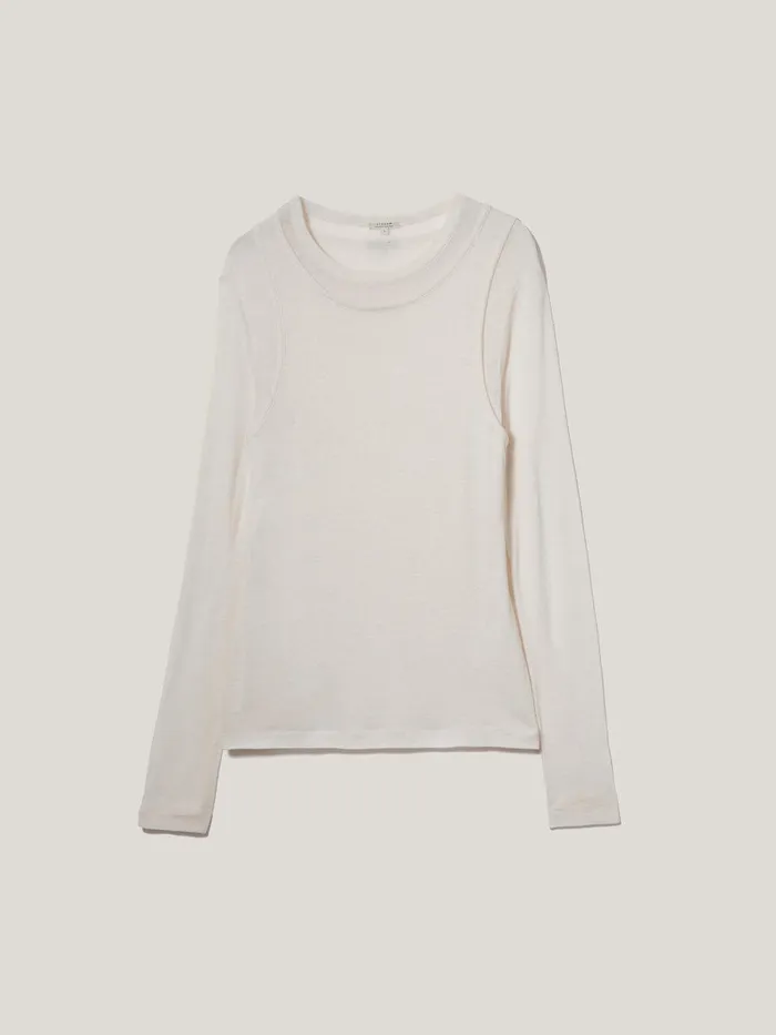 Women Layered 2in1 Top Cream Jigsaw Shirts and Tops