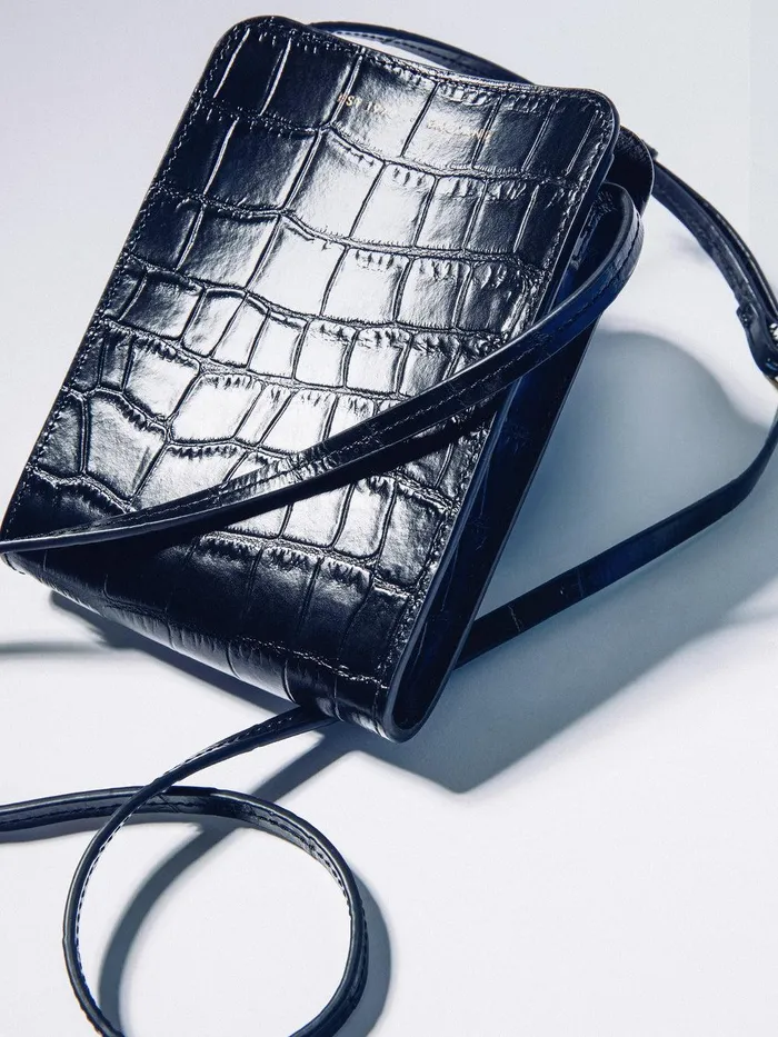 Women Leather Crossbody Phone Bag Black Jigsaw Bags