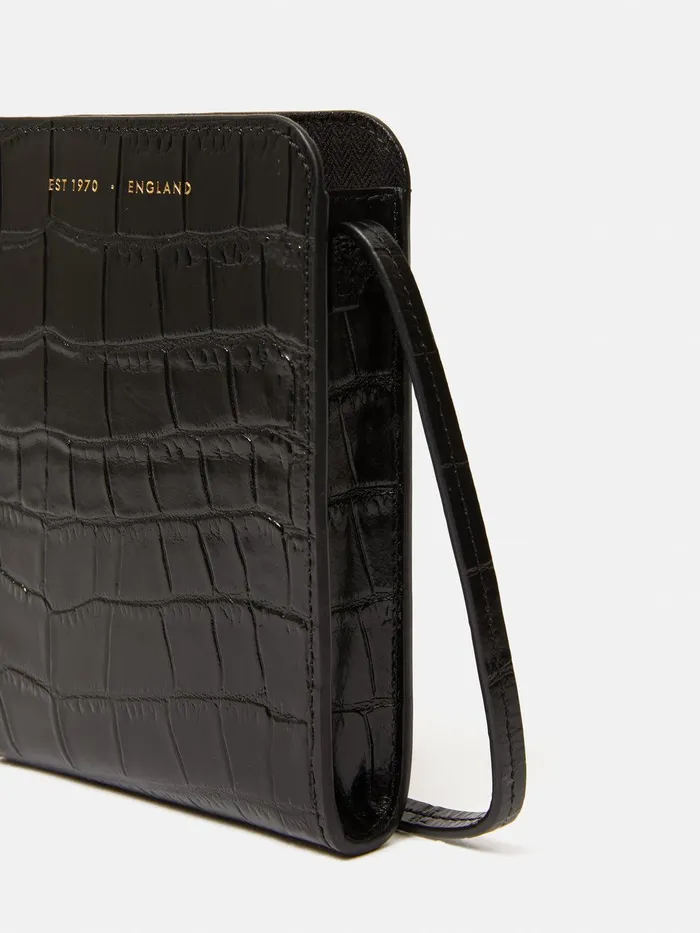 Women Leather Crossbody Phone Bag Black Jigsaw Bags
