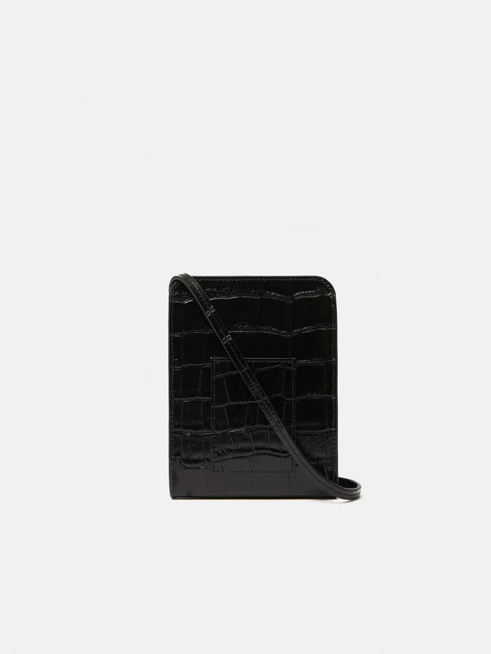 Women Leather Crossbody Phone Bag Black Jigsaw Bags