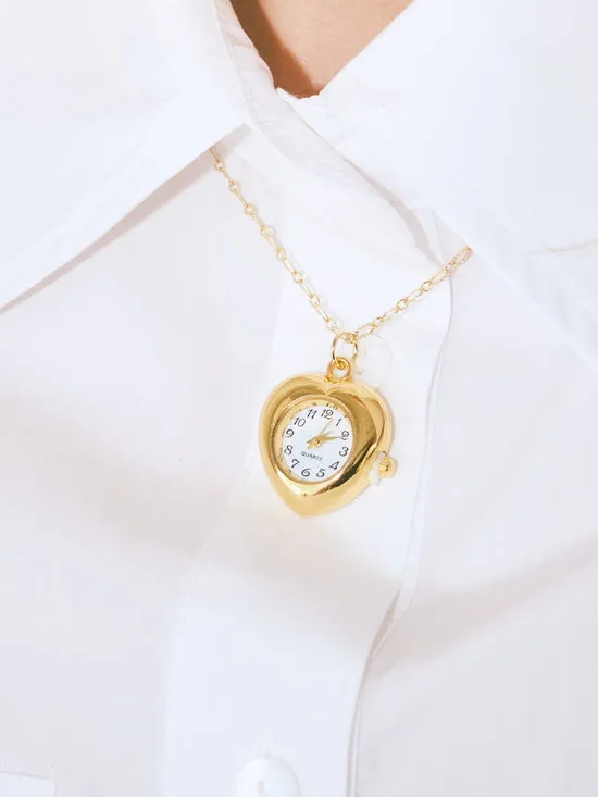 Women Lisa Says Gah 5 Min Away Watch Necklace Gold Jewelry