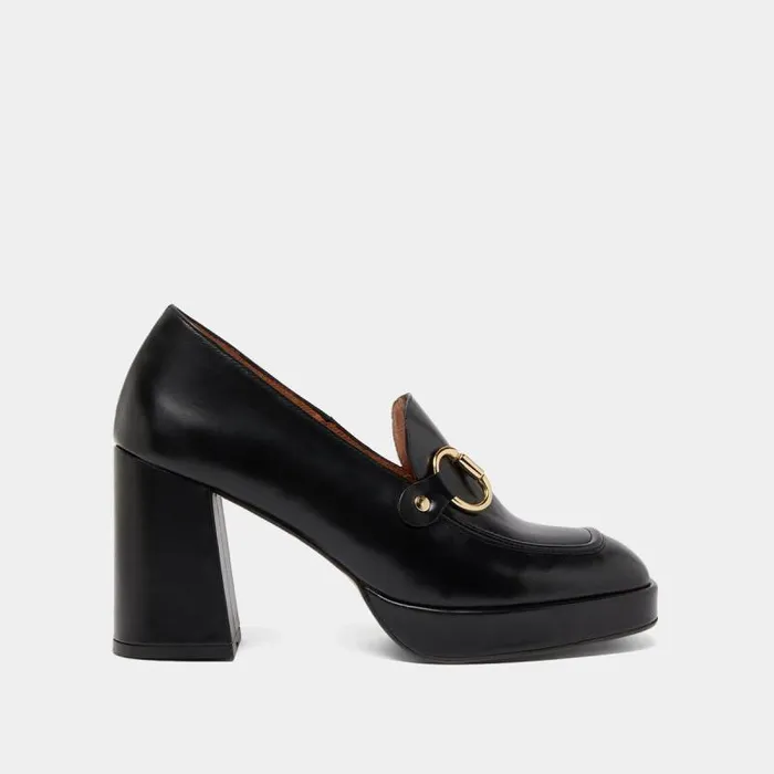 Women Loafer With Heels And Bites Black JONAK Loafers