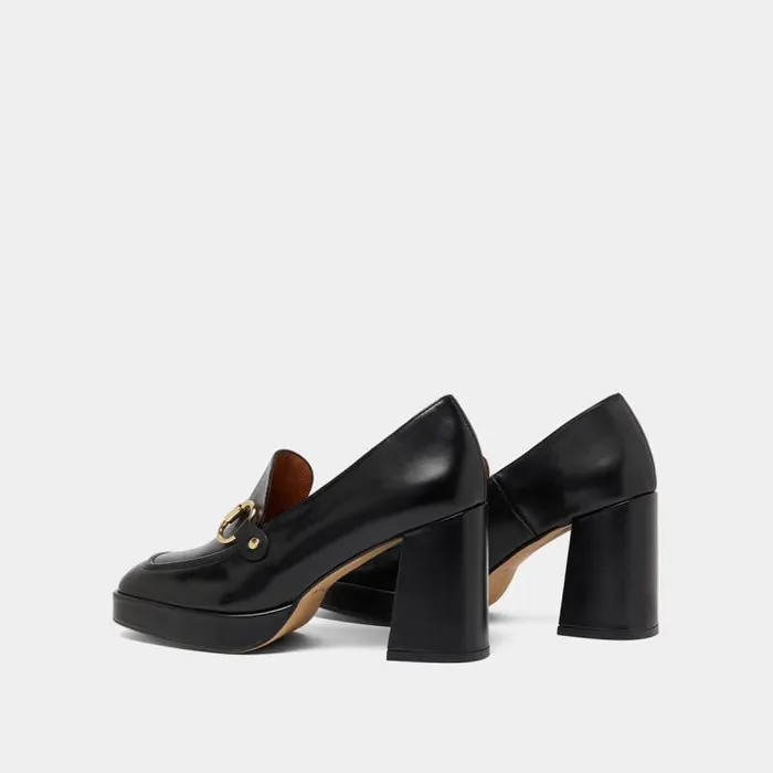Women Loafer With Heels And Bites Black JONAK Loafers