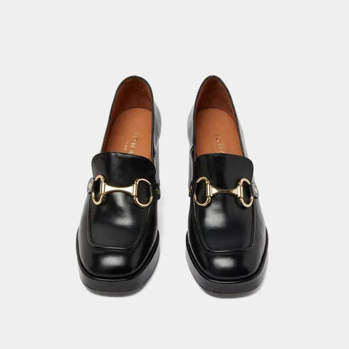 Women Loafer With Heels And Bites Black JONAK Loafers