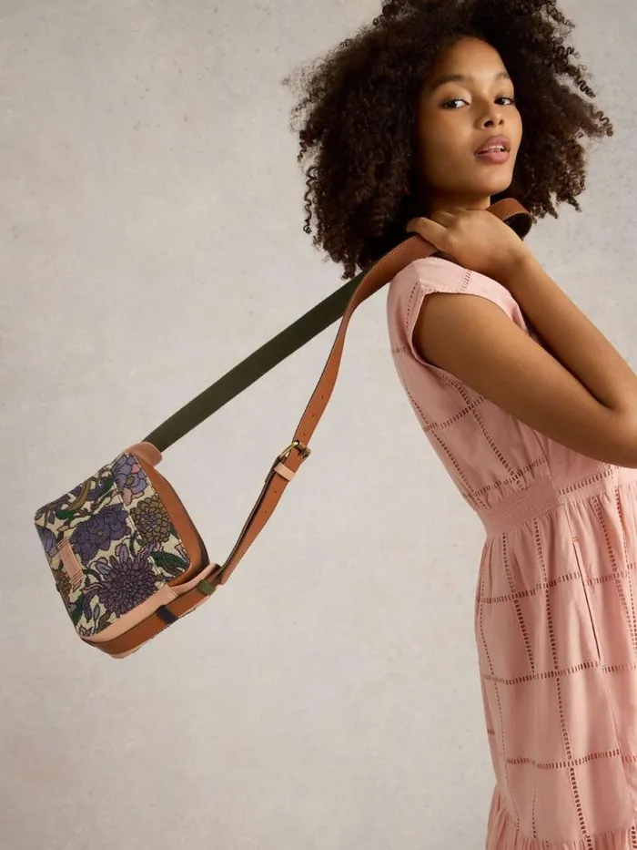Women Lola Leather Camera Bag Pink Multi White Stuff Bags and Purses