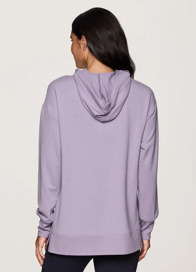 Women Long Weekend Hoodie Tunic Light Purple RBX Active Long Sleeve