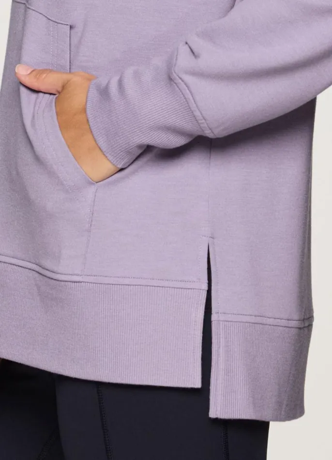 Women Long Weekend Hoodie Tunic Light Purple RBX Active Long Sleeve