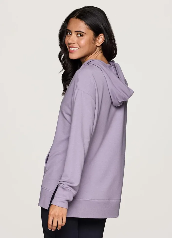 Women Long Weekend Hoodie Tunic Light Purple RBX Active Long Sleeve