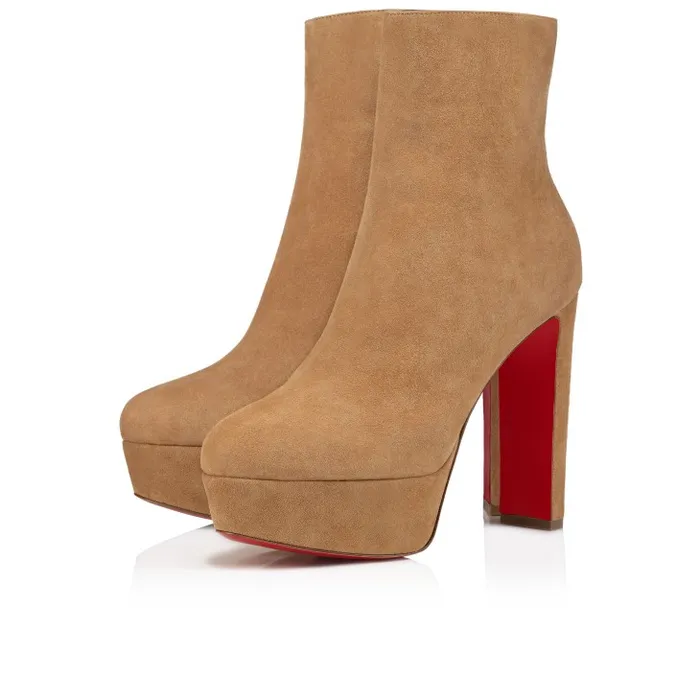 Women Loo Booty 130 Mm Low Boots 8211 Veau Velours 8211 Lionne Christian Louboutin Platforms
