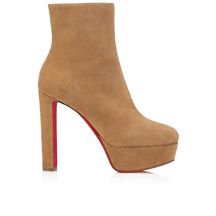 Women Loo Booty 130 Mm Low Boots 8211 Veau Velours 8211 Lionne Christian Louboutin Platforms