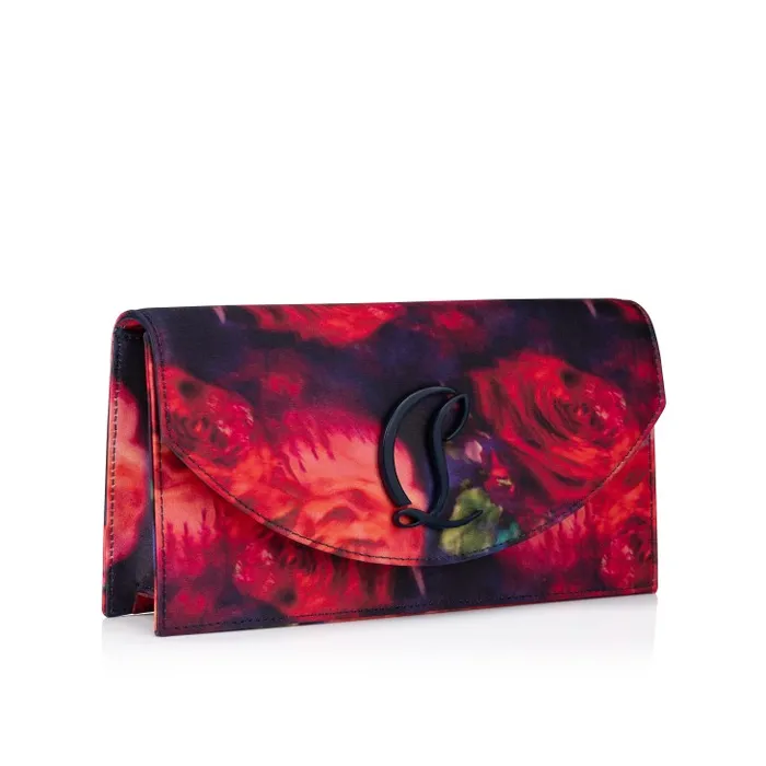 Women Loubi54 Clutch 8211 Roses Printed Crepe Satin 8211 Multicolor Christian Louboutin Shoulder Bags