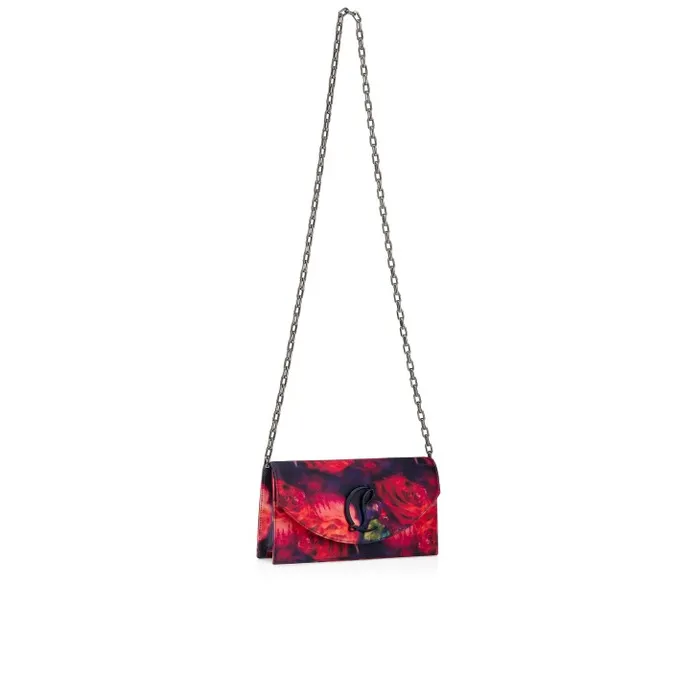 Women Loubi54 Clutch 8211 Roses Printed Crepe Satin 8211 Multicolor Christian Louboutin Shoulder Bags