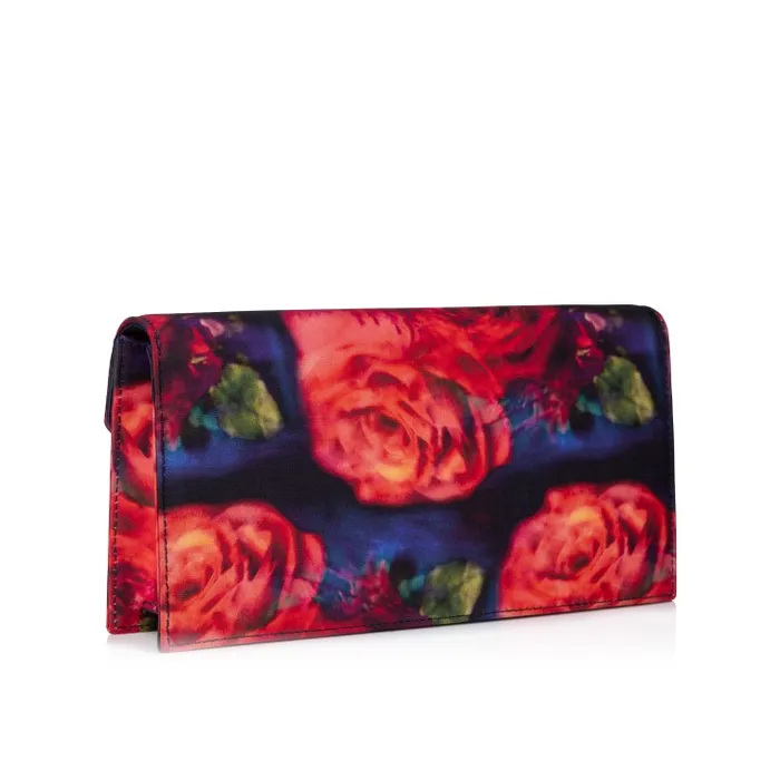 Women Loubi54 Clutch 8211 Roses Printed Crepe Satin 8211 Multicolor Christian Louboutin Shoulder Bags