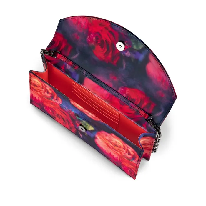 Women Loubi54 Clutch 8211 Roses Printed Crepe Satin 8211 Multicolor Christian Louboutin Shoulder Bags
