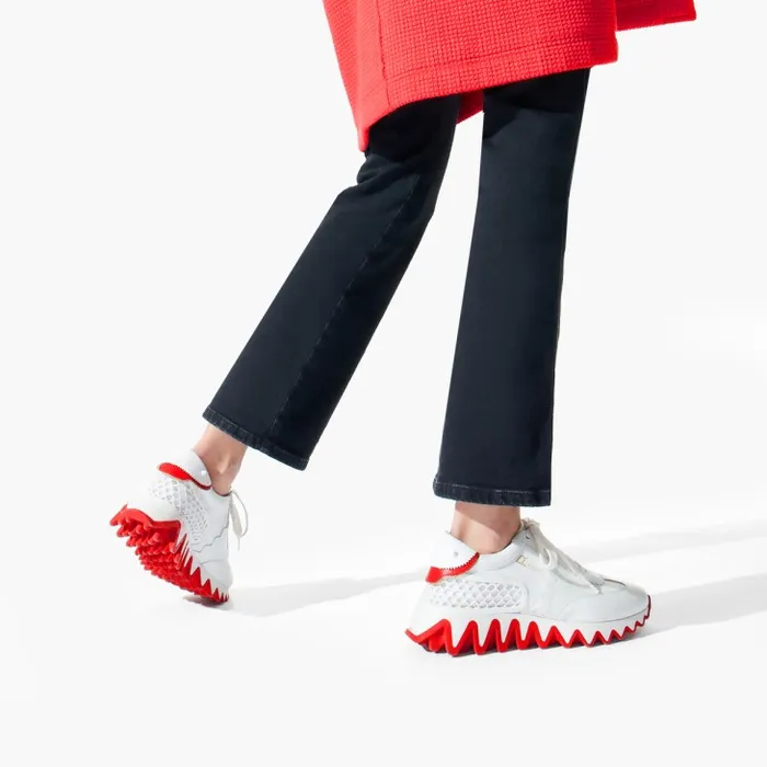 Women Loubishark Sneakers 8211 Calf Leather And Neoprene 8211 Bianco Christian Louboutin Sneakers