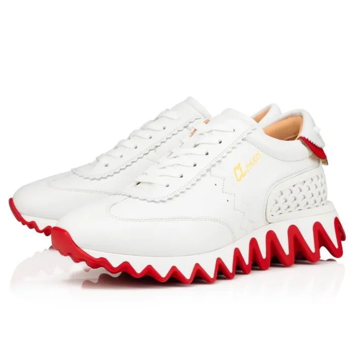 Women Loubishark Sneakers 8211 Calf Leather And Neoprene 8211 Bianco Christian Louboutin Sneakers