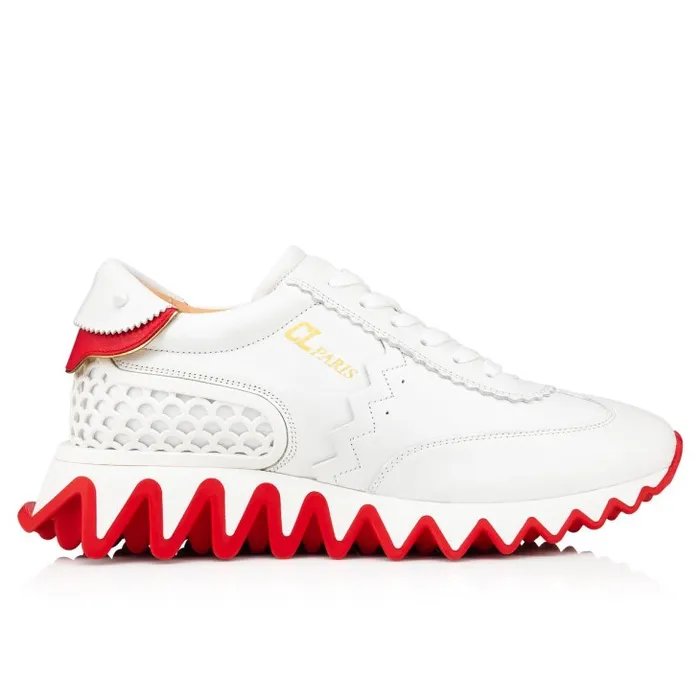 Women Loubishark Sneakers 8211 Calf Leather And Neoprene 8211 Bianco Christian Louboutin Sneakers