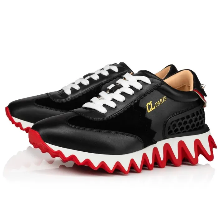 Women Loubishark Sneakers 8211 Calf Leather And Veau Velours 8211 Black Christian Louboutin Sneakers