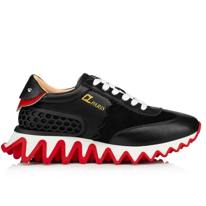 Women Loubishark Sneakers 8211 Calf Leather And Veau Velours 8211 Black Christian Louboutin Sneakers
