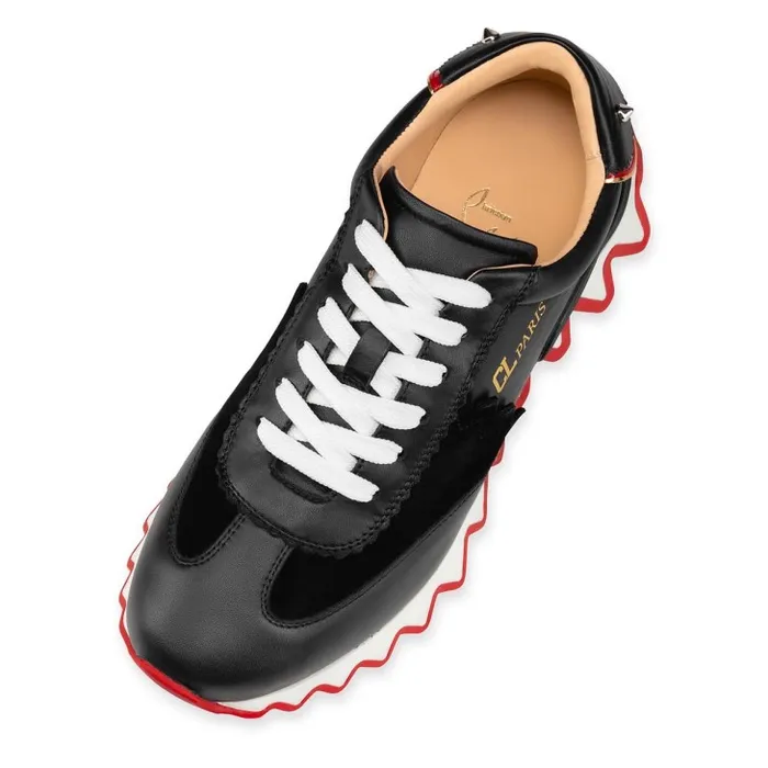 Women Loubishark Sneakers 8211 Calf Leather And Veau Velours 8211 Black Christian Louboutin Sneakers