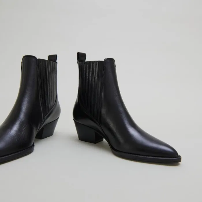 Women Lowboots With Small Beveled Heels And Elastics Black JONAK Ankle Boots Lowboots