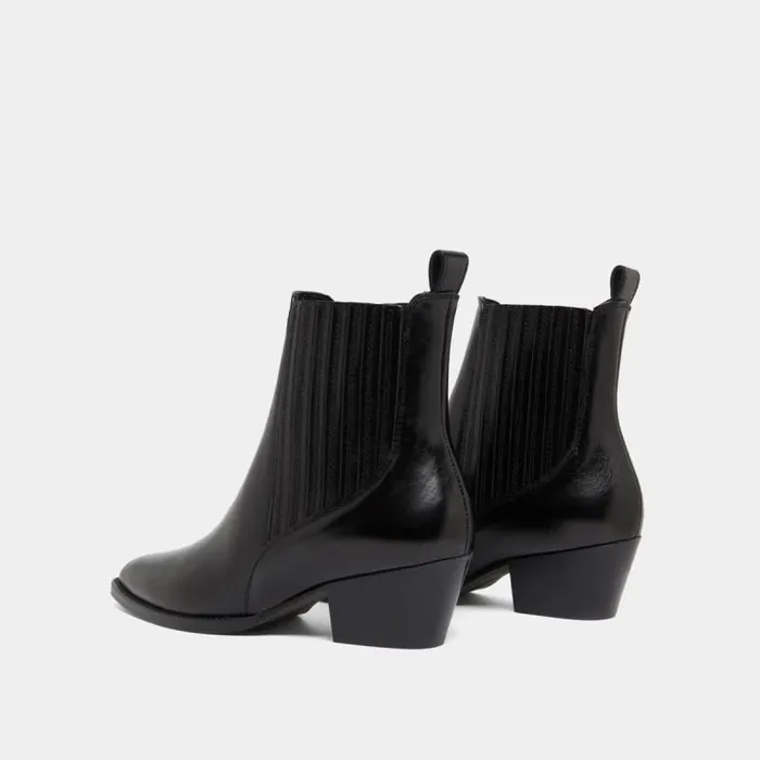 Women Lowboots With Small Beveled Heels And Elastics Black JONAK Ankle Boots Lowboots