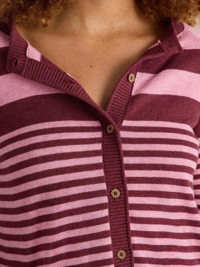 Women LULU STRIPED CARDIGAN Pink Multi White Stuff Knitwear