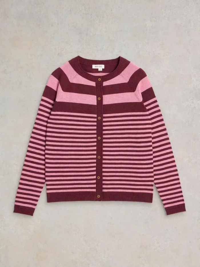 Women LULU STRIPED CARDIGAN Pink Multi White Stuff Knitwear