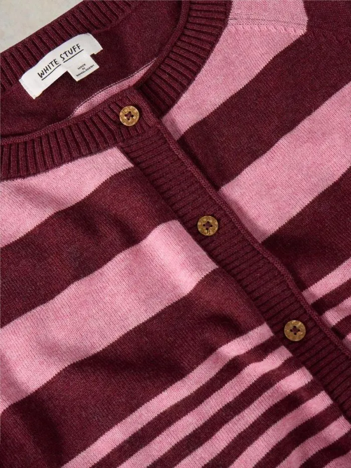 Women LULU STRIPED CARDIGAN Pink Multi White Stuff Knitwear