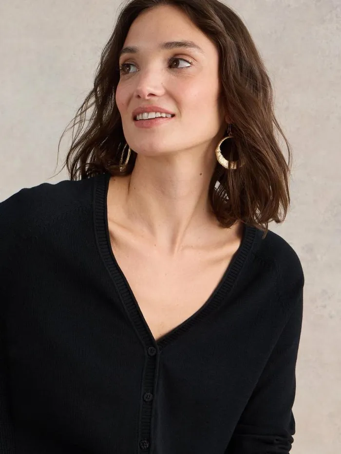Women LUNA V NECK CARDI Pure Black White Stuff Knitwear Women LUNA V NECK CARDI Pure Black White Stuff Knitwear