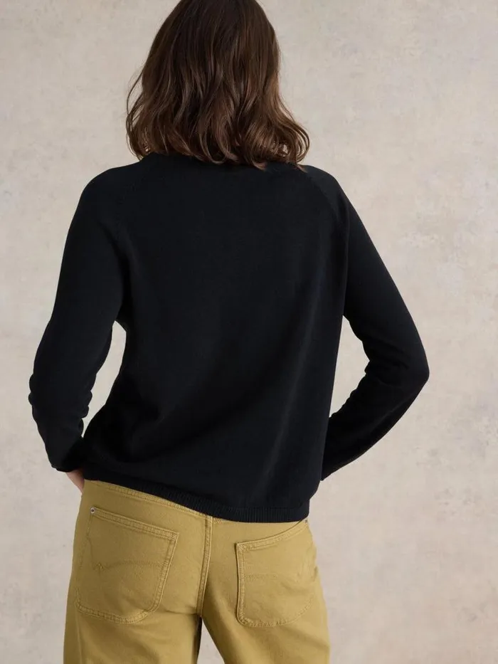Women LUNA V NECK CARDI Pure Black White Stuff Knitwear Women LUNA V NECK CARDI Pure Black White Stuff Knitwear