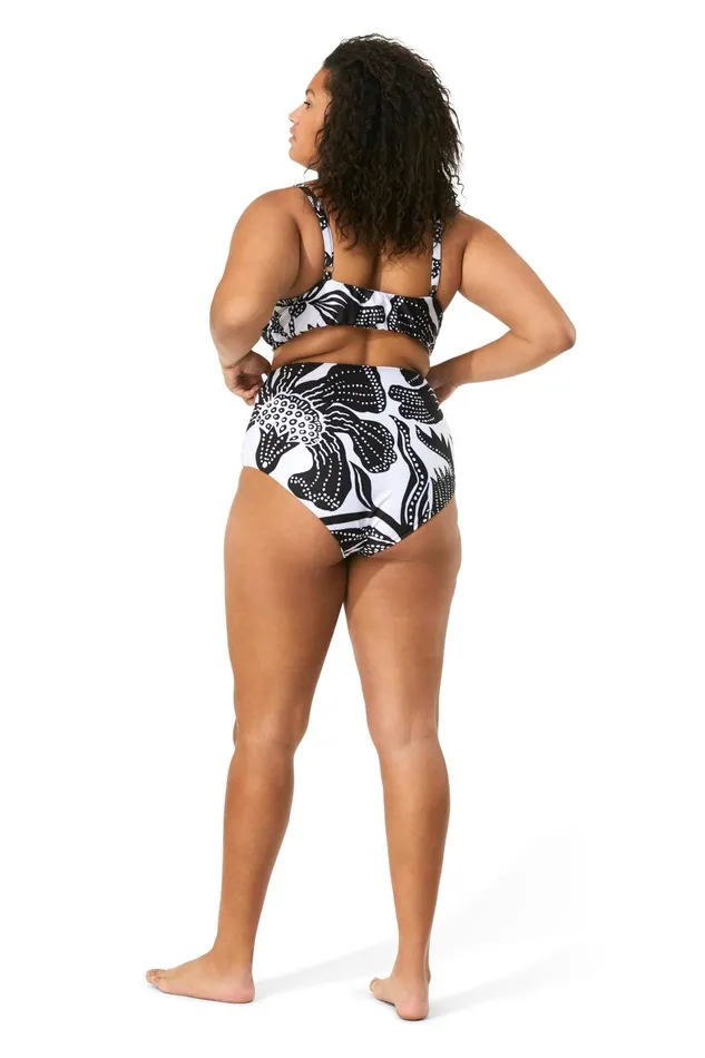 Women Mara Hoffman Extended Sizes Extended Lydia Bikini Bottom Black and White Women Mara Hoffman Extended Sizes Extended Lydia Bikini Bottom Black and White