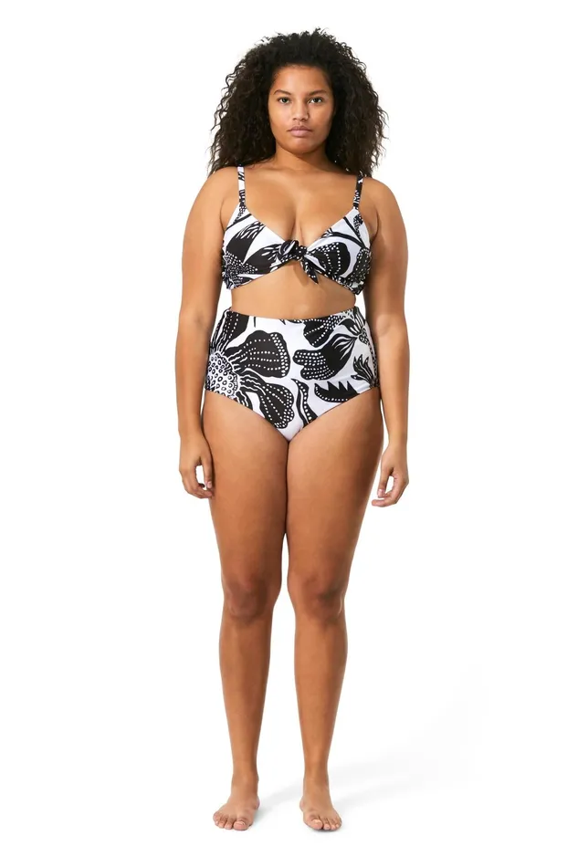 Women Mara Hoffman Extended Sizes Extended Lydia Bikini Bottom Black and White Women Mara Hoffman Extended Sizes Extended Lydia Bikini Bottom Black and White