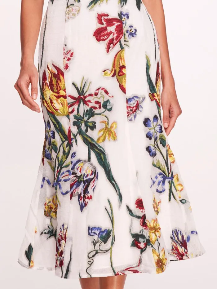 Women Marchesa Marchesa Notte Alexander Midi Dress Ivory Multi