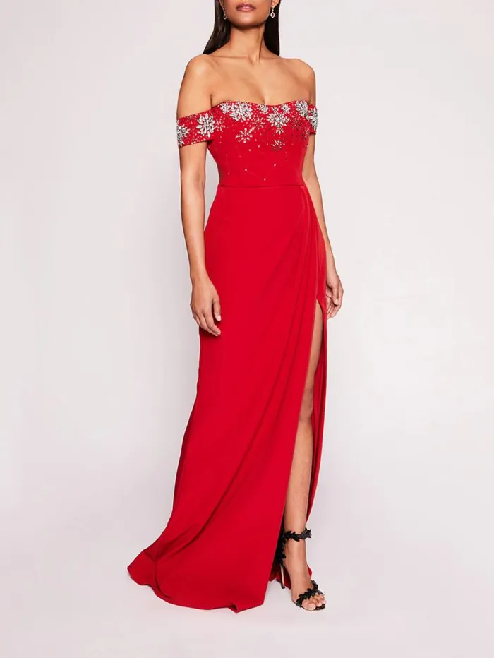 Women Marchesa Marchesa Notte Draped Bodice Gown Red