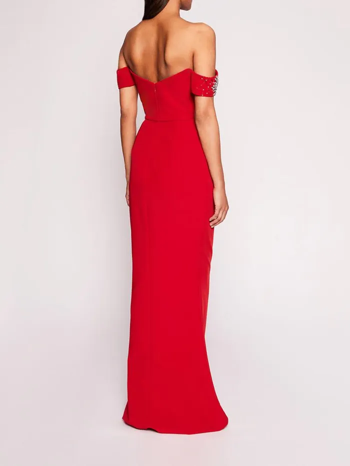 Women Marchesa Marchesa Notte Draped Bodice Gown Red