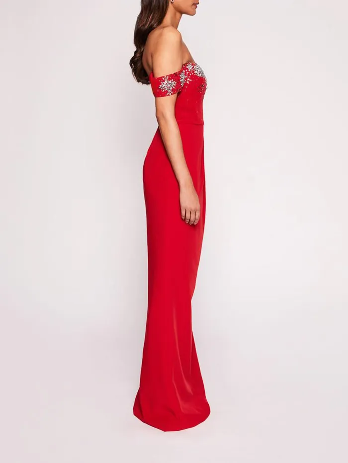 Women Marchesa Marchesa Notte Draped Bodice Gown Red