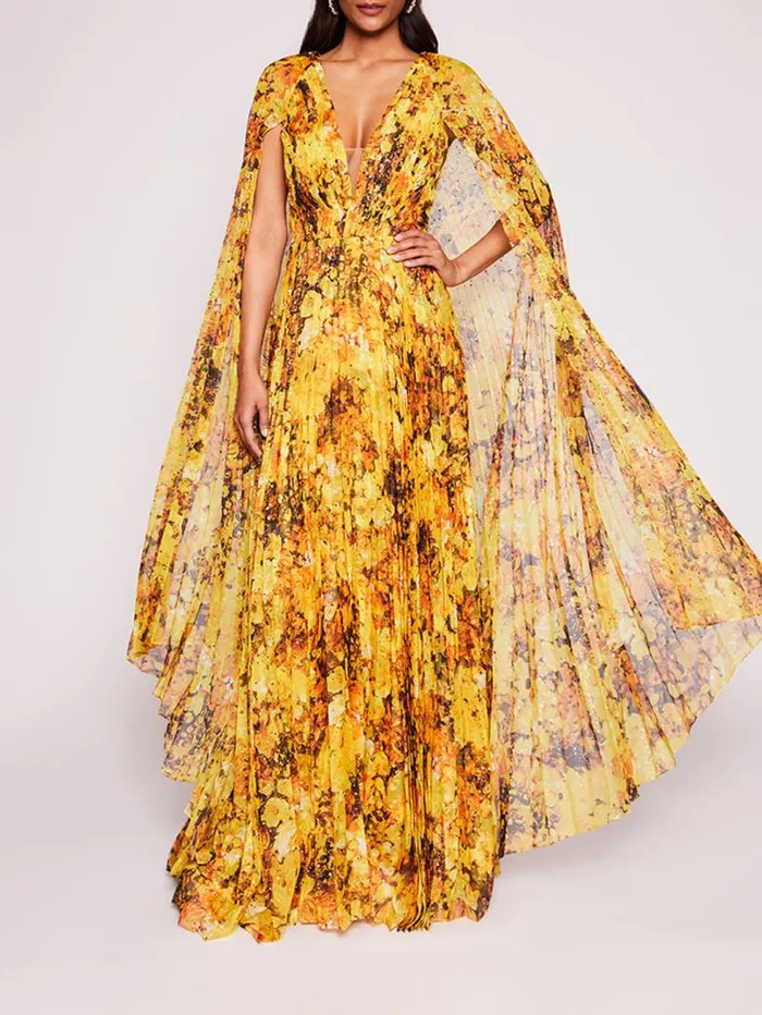 Women Marchesa Marchesa Notte Foiled Garden Gown Yellow Gold