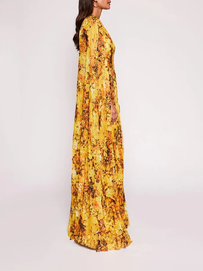 Women Marchesa Marchesa Notte Foiled Garden Gown Yellow Gold