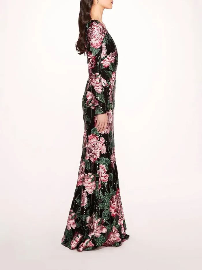 Women Marchesa Marchesa Notte One Shoulder Sequin Gown Black